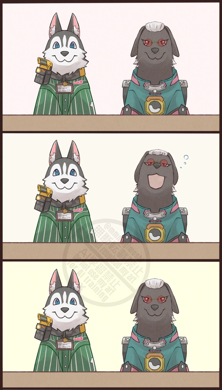 a-shuo_(zenless_zone_zero), animal_ears, black_fur, closed_mouth, commentary, dog, dog_ears, animal_nose