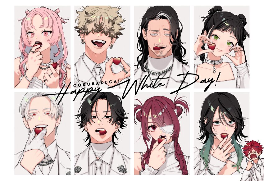 4girls, 5boys, absurdres, alma_(gokurakugai), blonde_hair, braid, copyright_request, crying