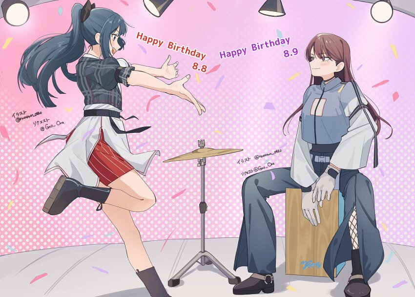 1girl, bang_dream!, bang_dream!_it's_mygo!!!!!, black_choker, black_hair, blue_pants, blush, bow