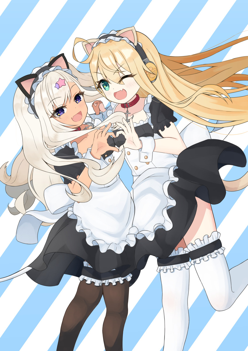 2girls, :d, ;d, absurdres, albacore_(a_catty_surprise!)_(azur_lane), albacore_(azur_lane), alternate_costume, anchor_necklace
