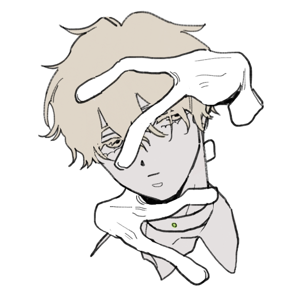 1boy, alien, alien_stage, blonde_hair, choker, closed_mouth, colored_eyelashes, disembodied_hand