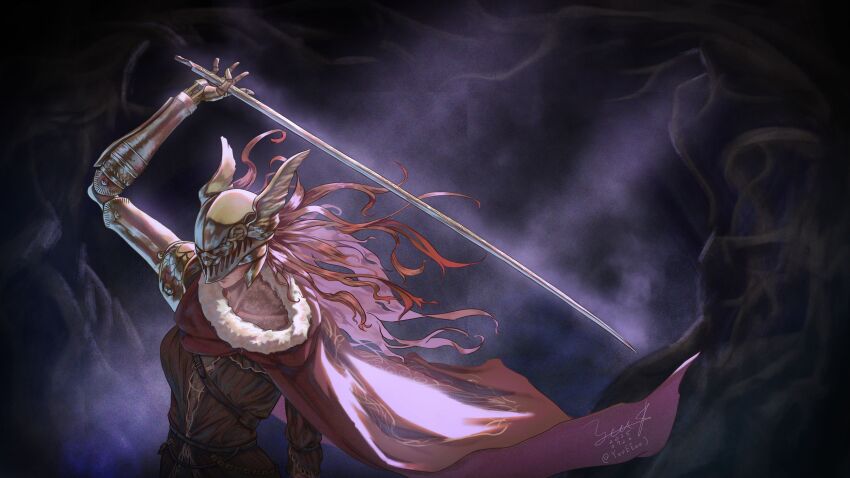 1girl, absurdres, artist_name, cape, closed_mouth, commentary, covered_eyes, dated