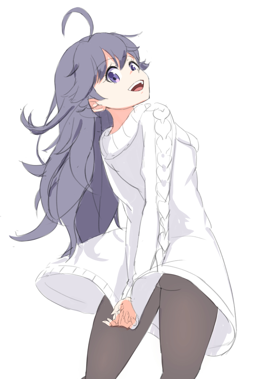 1girl, ahoge, arms_behind_back, highres, kamisaman, kyoumu_(mgcmkyomu), long_hair, looking_at_viewer