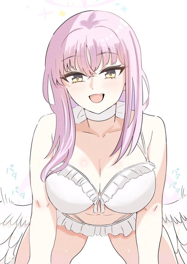 all_fours, bikini, blue_archive, blunt_bangs, blush, breasts, choker, cleavage