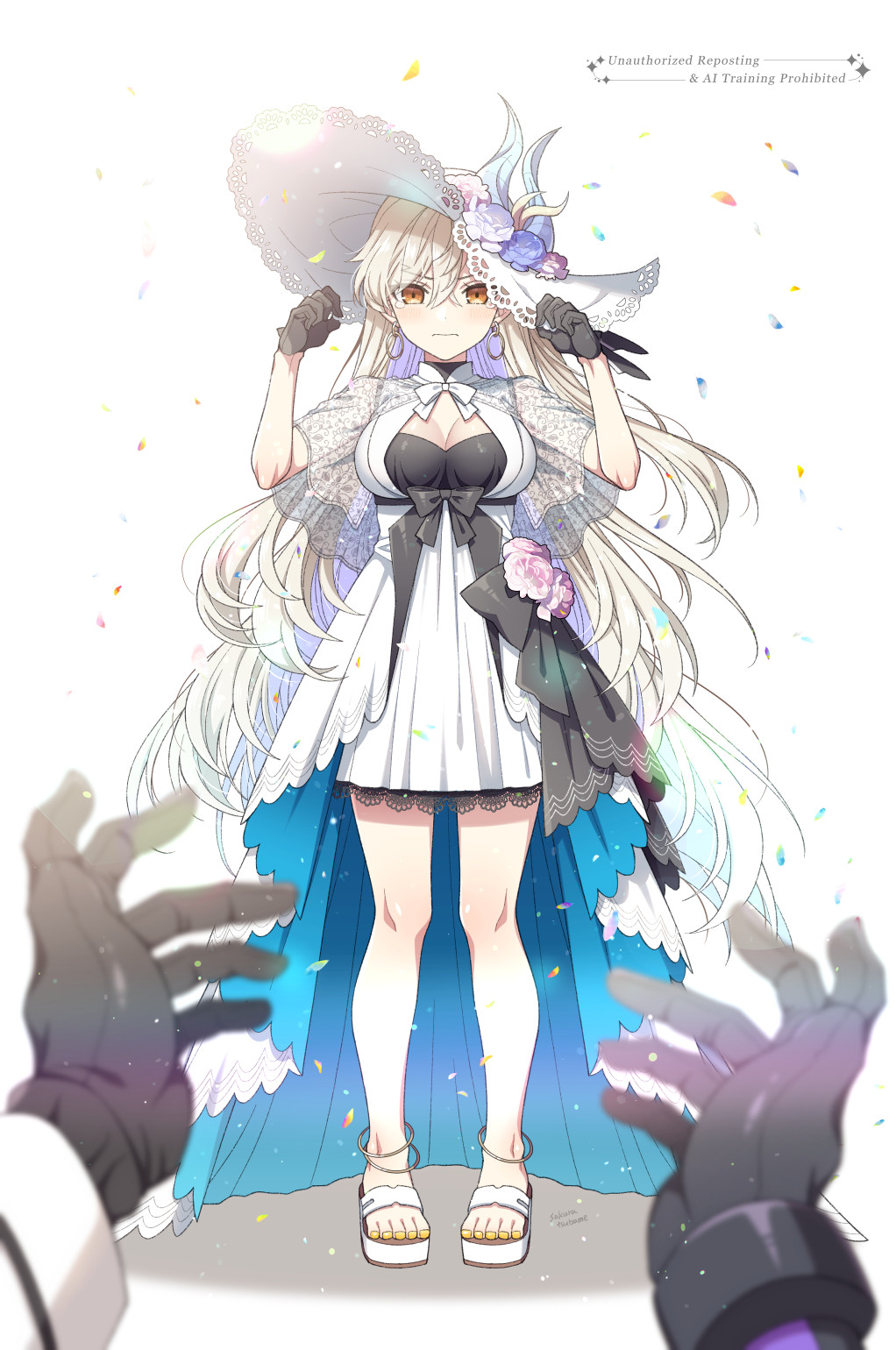 1girl, black_dress, black_gloves, dress, earrings, fate/grand_order, fate_(series), full_body