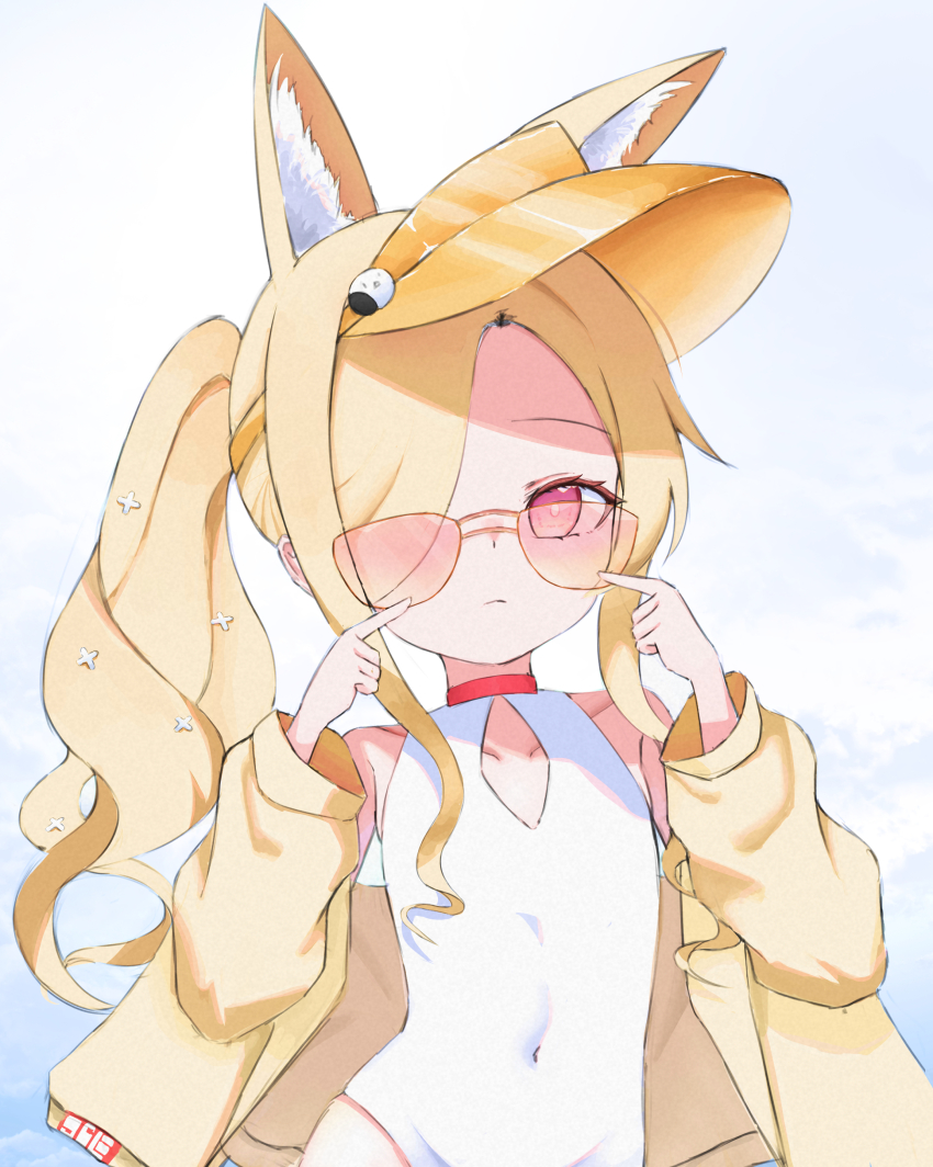 1girl, absurdres, animal_ear_fluff, animal_ears, bare_shoulders, blonde_hair, blue_archive, bomjija
