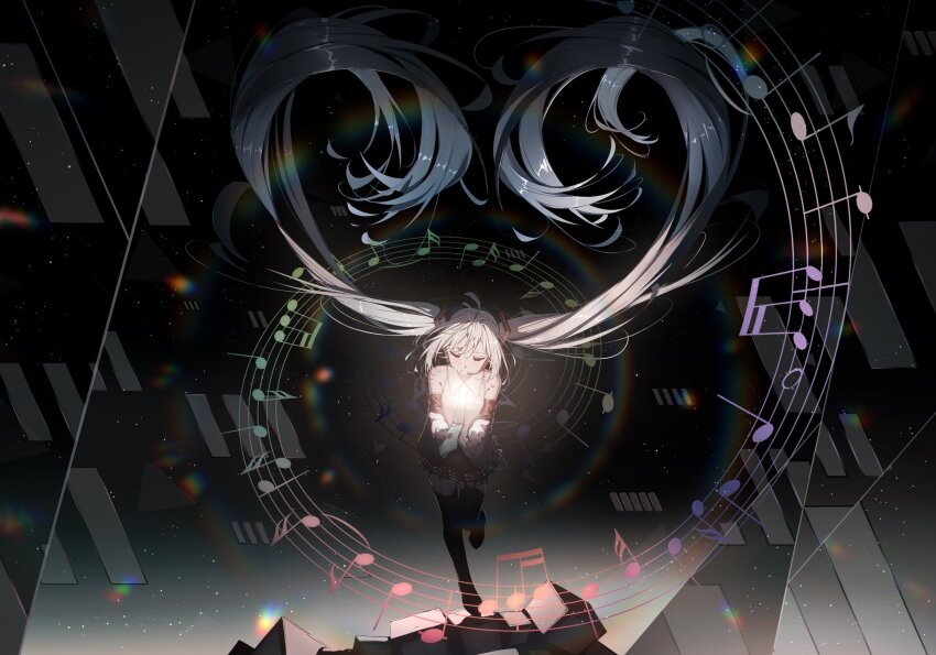 1girl, black_background, black_skirt, black_sleeves, black_thighhighs, blue_necktie, blush, boots