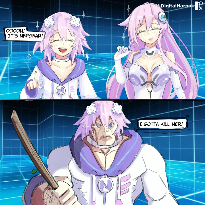 2girls, bare_shoulders, blush, breasts, choker, cleavage_cutout, closed_eyes, closed_mouth