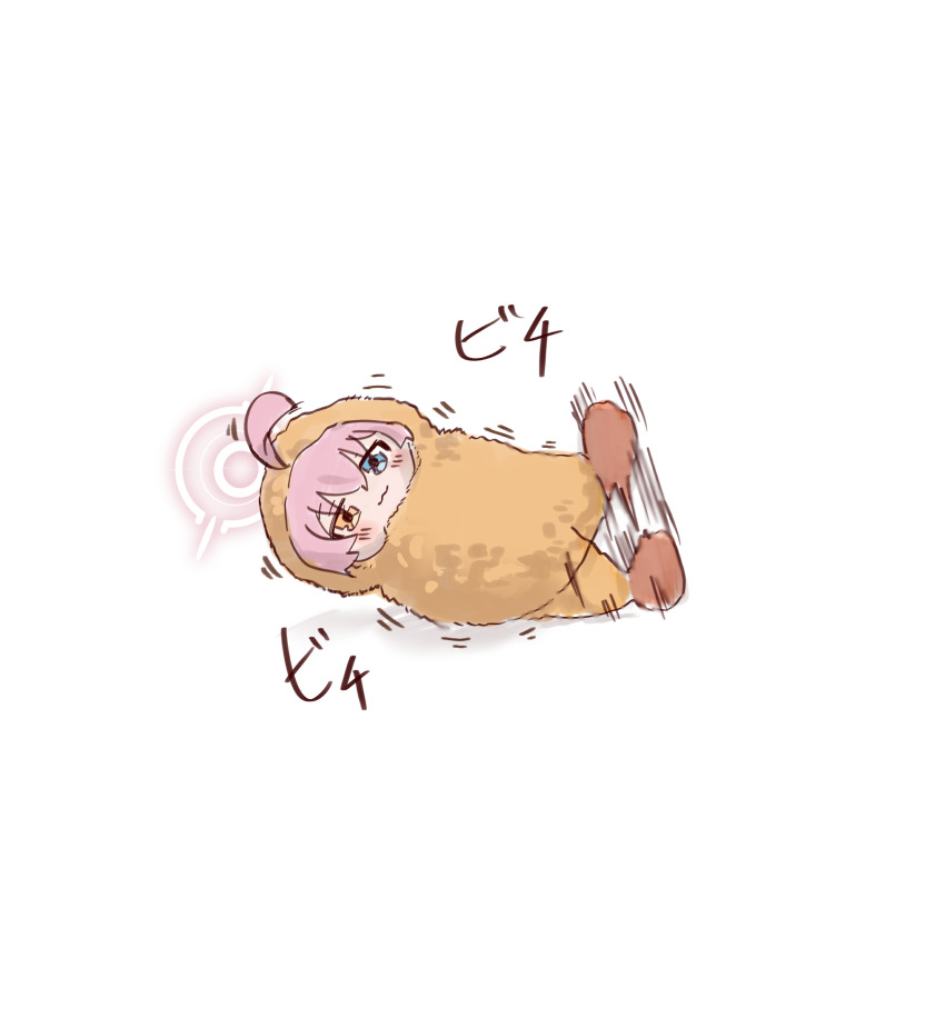 :3, ahoge, blue_archive, blush_stickers, facing_viewer, food, fried_hoshino_(meme), halo