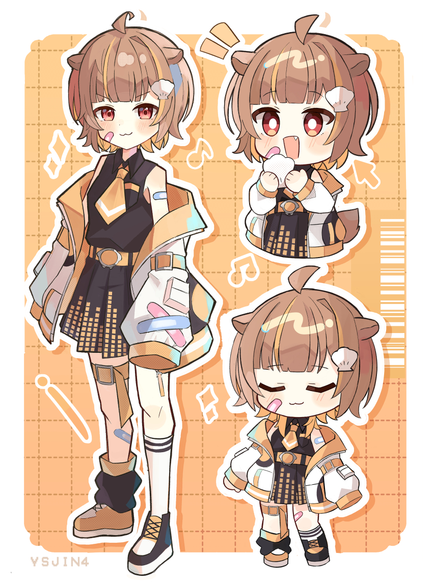 1girl, :3, absurdres, animal_ears, bandaid, bandaid_on_arm, bandaid_on_face, bandaid_on_knee