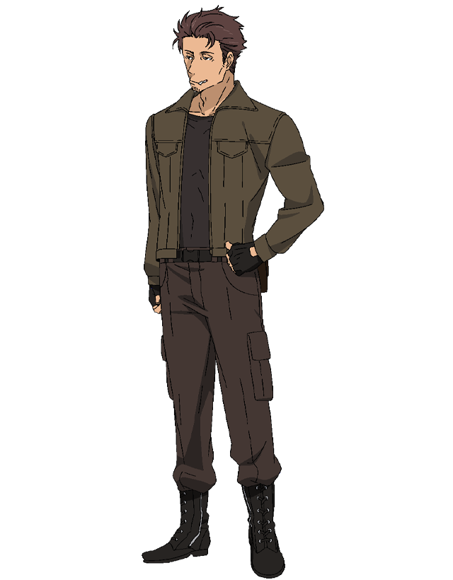 1boy, anime_coloring, beard, belt, belt_pouch, black_belt, black_boots, black_gloves