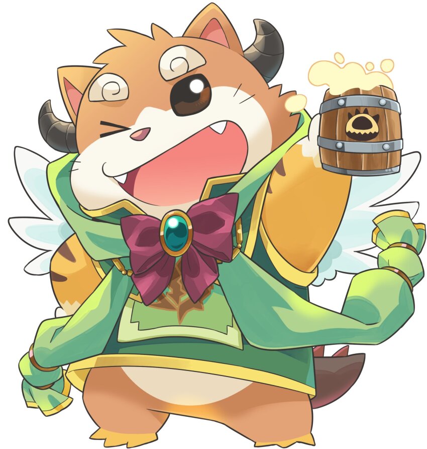 1boy, animal_ears, animal_nose, beer_mug, bow, bowtie, brooch, chimera