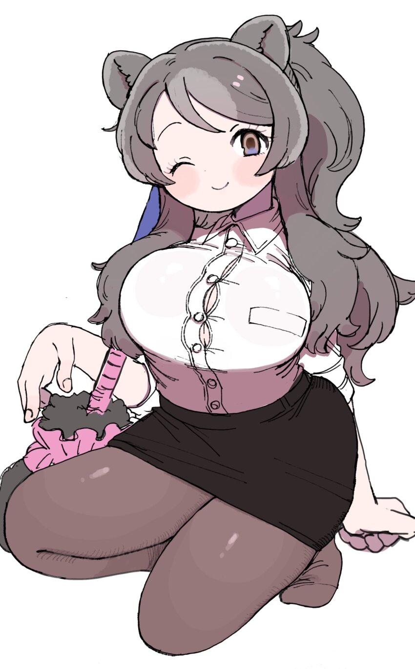 010mzam, 1girl, animal_ears, bear_ears, bear_girl, bergman's_bear_(kemono_friends), black_pantyhose, blush