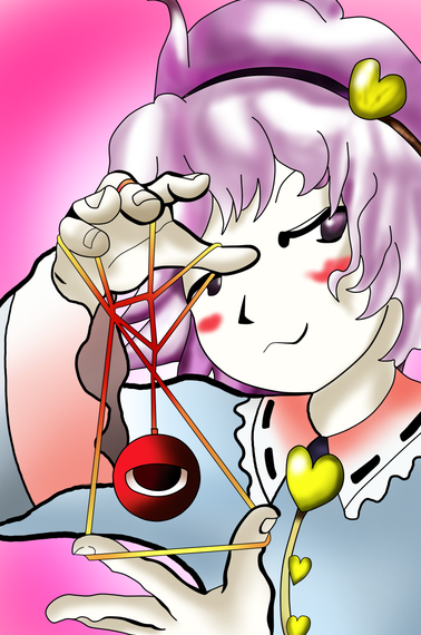 1girl, blush_stickers, female_focus, grin, komeiji_satori, meme, nihyaku_kairi, non-web_source