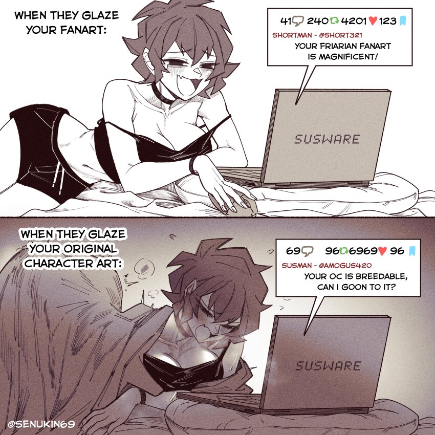 1girl, :d, absurdres, artist_name, bare_shoulders, blush, breasts, cleavage