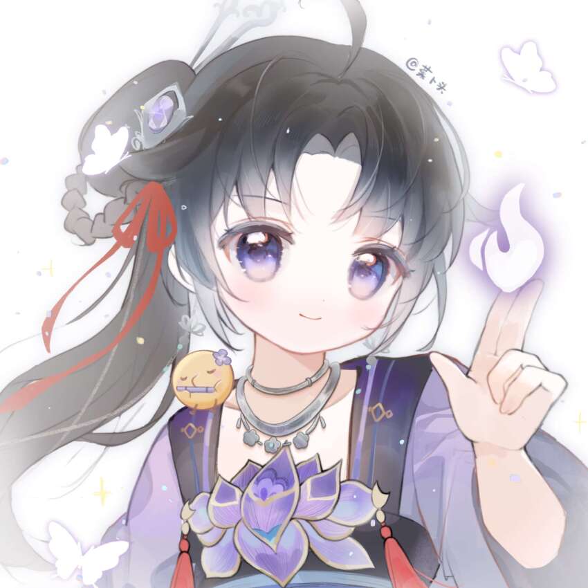 1girl, ahoge, animal, animal_on_shoulder, baby_animal, baonu_de_zhanshen_caibutou, bird, bird_on_shoulder