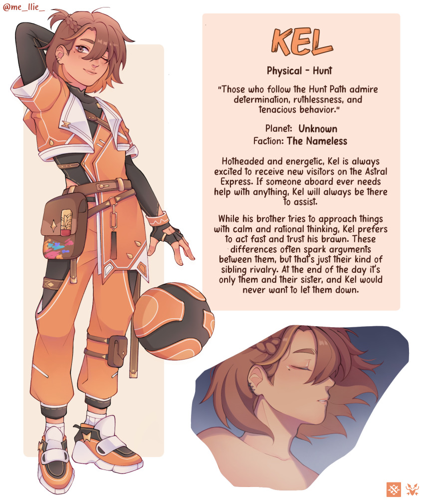 1boy, alternate_costume, alternate_hair_color, alternate_hairstyle, arm_behind_head, arm_up, blush, brown_hair