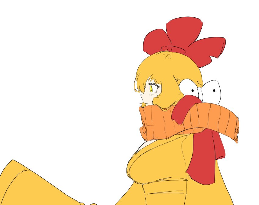 1girl, archives.gokulism, blonde_hair, bow, breasts, ernie_the_giant_chicken, family_guy, hair_bow