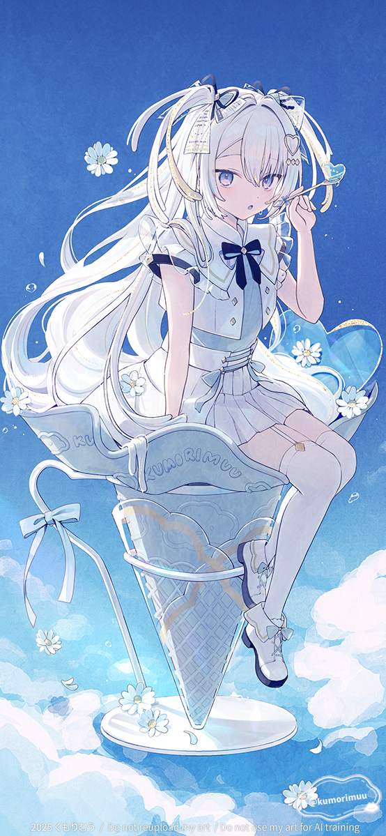 1girl, :o, armlet, black_armlet, black_ribbon, blonde_hair, blue_background, blue_bow