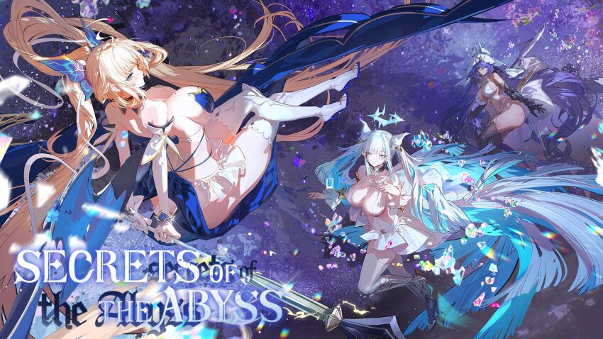 3girls, ass, azur_lane, blonde_hair, blue_eyes, bois_belleau_(azur_lane), breasts, cleavage