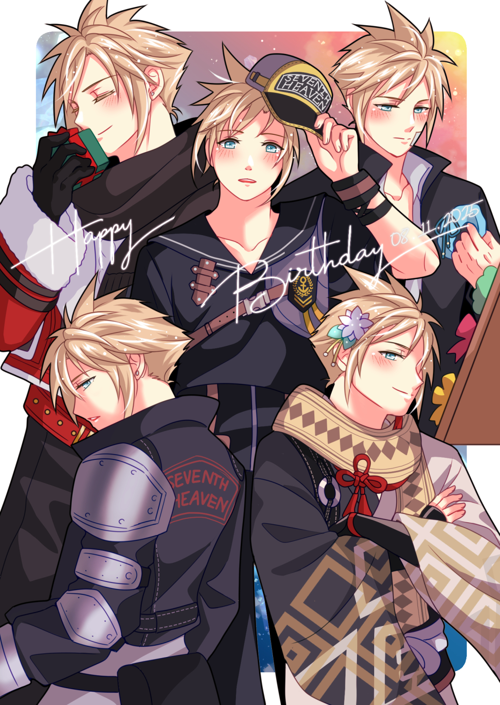 1boy, babigonice, bandaid, bandaid_on_cheek, bandaid_on_face, baseball_cap, birthday, black_gloves