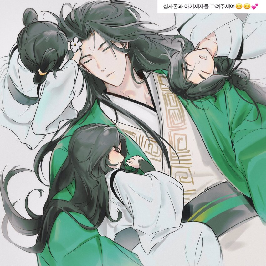 1girl, 3boys, aged_down, black_hair, child, chinese_clothes, closed_eyes, closed_mouth