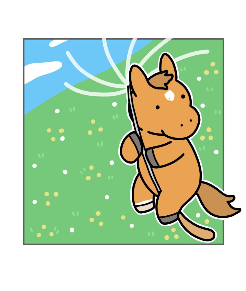 animal_ears, animal_focus, blue_sky, cloud, dandelion, dandelion_seed, field, flower