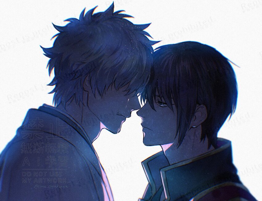 2boys, black_hair, black_jacket, clenched_teeth, closed_eyes, cma_cmakuma, crying, forehead-to-forehead