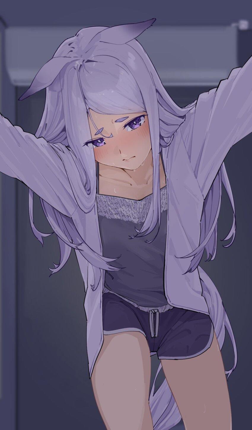 1girl, animal_ears, black_shorts, collarbone, dolphin_shorts, highres, horse_ears, horse_girl