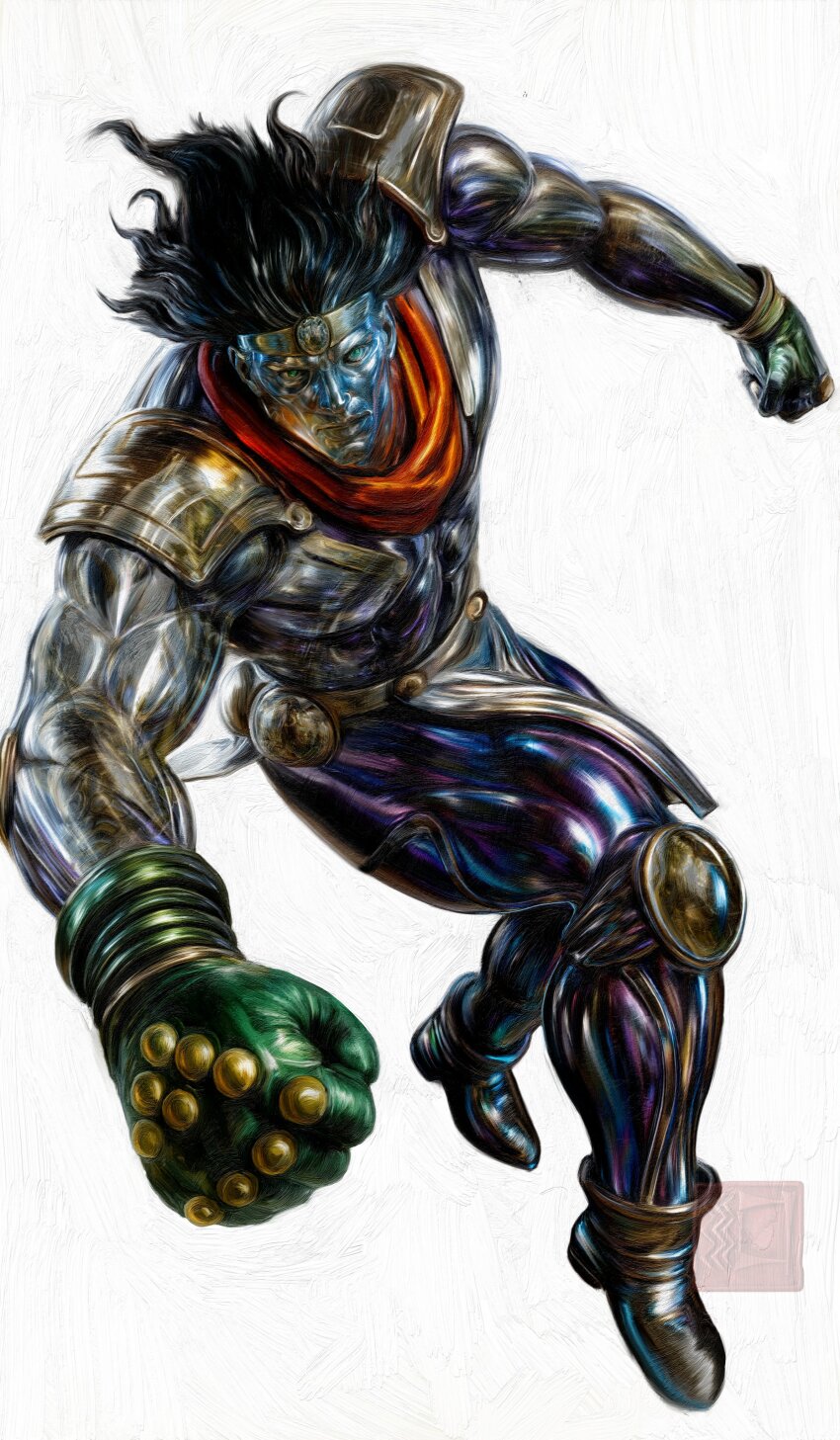 1other, absurdres, aqua_eyes, black_hair, blue_skin, colored_skin, cuneiform, full_body