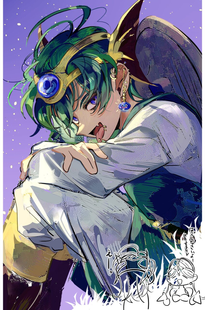 1boy, black_boots, blue_eyes, blue_gem, boots, border, dragon_quest, dragon_quest_iv