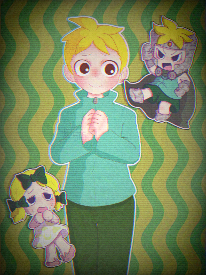 blonde_hair, blush, butters_stotch, child, comedy_central, cosplay, crossdressing, dress