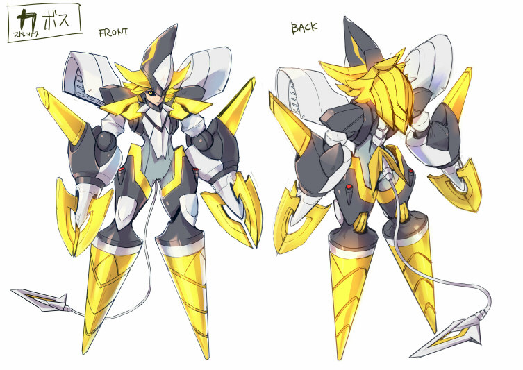 1girl, armor, azure_striker_gunvolt, azure_striker_gunvolt_3, black_armor, black_helmet, black_sclera, blonde_hair