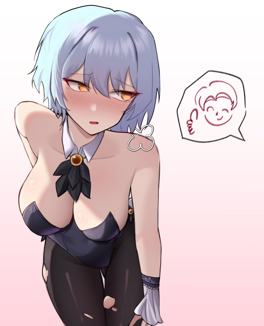 1girl, absurdres, alternate_costume, angela_(project_moon), ascot, black_ascot, black_pantyhose, blue_hair