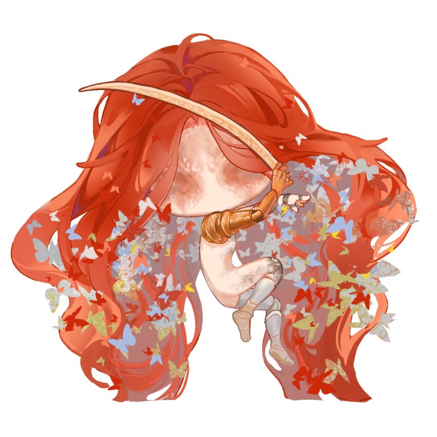 1girl, bug, butterfly, chibi, chibi_only, elden_ring, facing_viewer, full_body