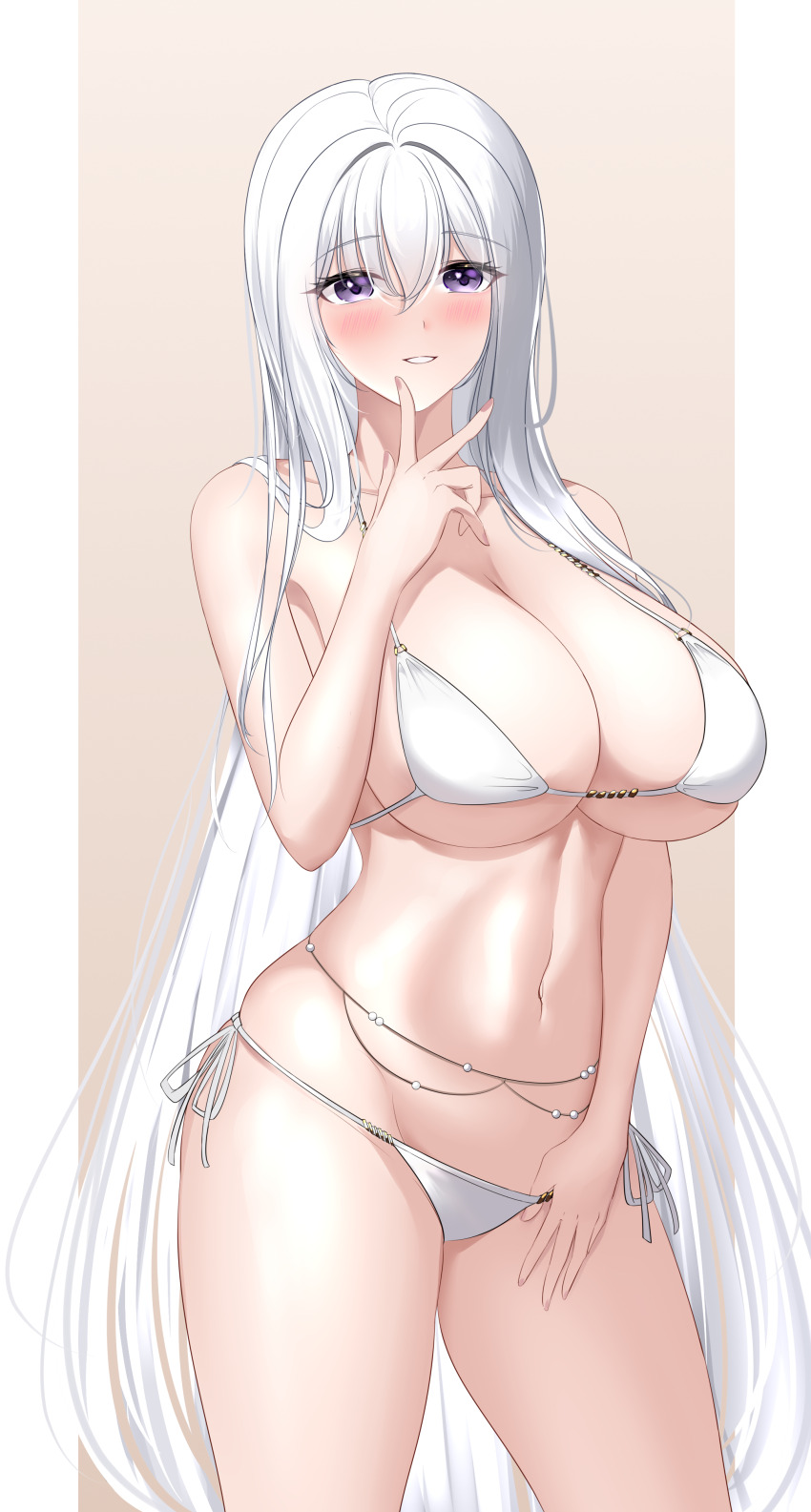 1girl, absurdres, azur_lane, bikini, blue_eyes, blush, breasts, cleavage