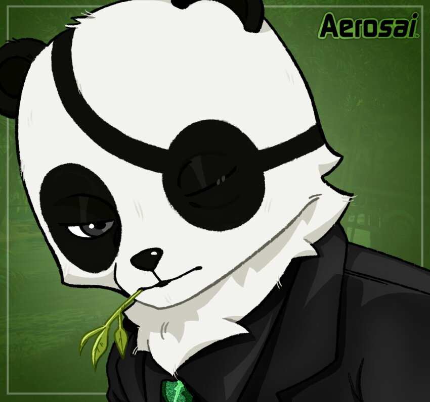 1boy, aer0sai, agent_patch_(fortnite), animal_ears, artist_name, black_fur, black_suit, closed_mouth