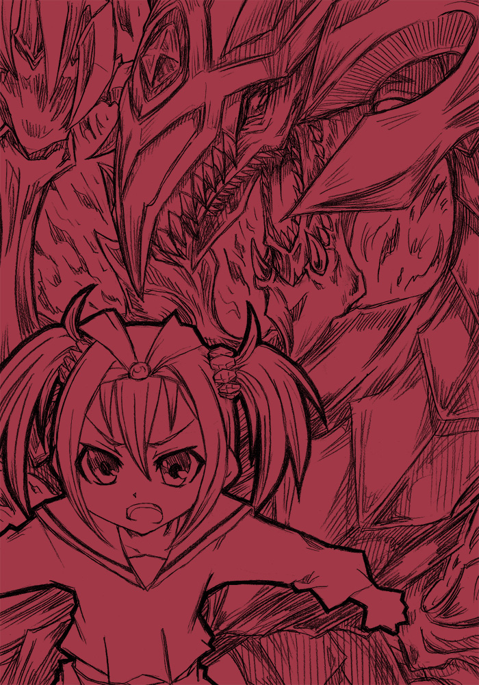 1boy, 1girl, artist_request, card, claws, demon, demon_wings, dragon