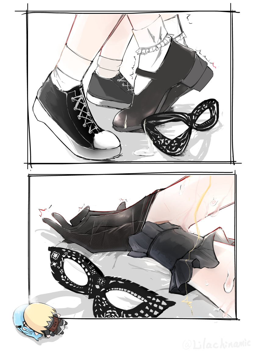 2girls, bang_dream!, bang_dream!_it's_mygo!!!!!, black_gloves, black_shoes, blonde_hair, character_doll, commentary