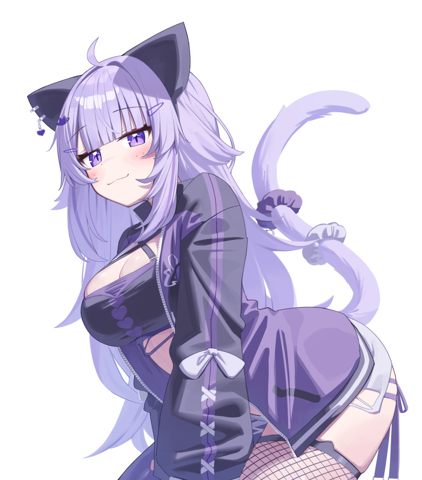 1girl, :3, absurdres, ahoge, animal_ear_fluff, animal_ear_legwear, animal_ears, black_jacket