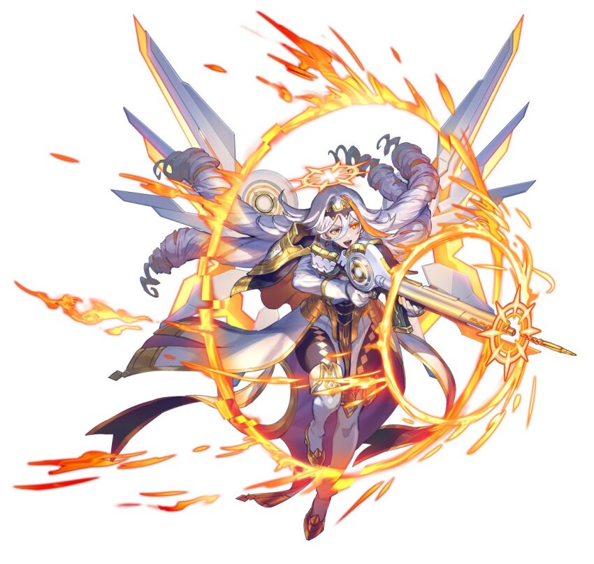 1girl, armor, attack, baldr_(fire_emblem_heroes), baldr_(rays_of_judgment)_(fire_emblem), baldr_(rays_of_judgment)_(fire_emblem_heroes), black_pantyhose, boots