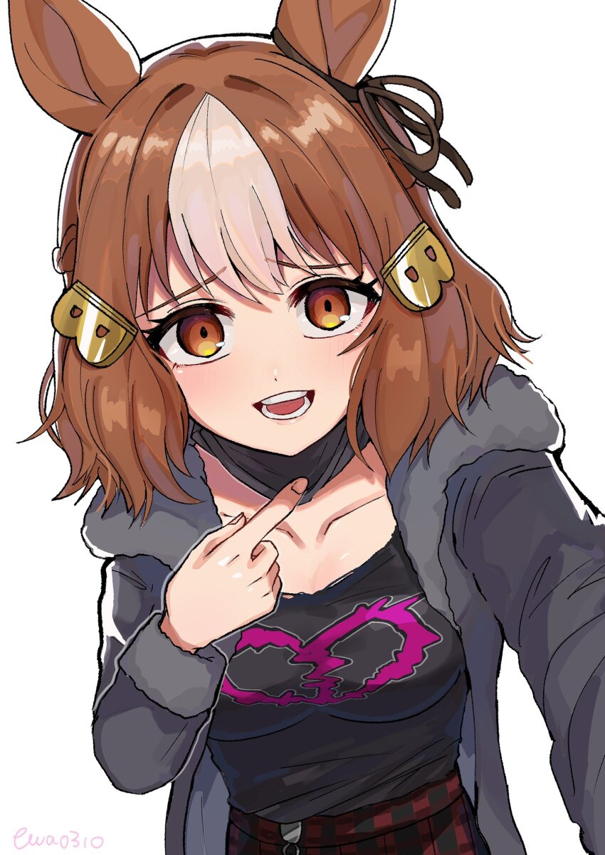 1girl, animal_ears, belno_light_(umamusume), black_mask, black_shirt, blush, bow, breasts