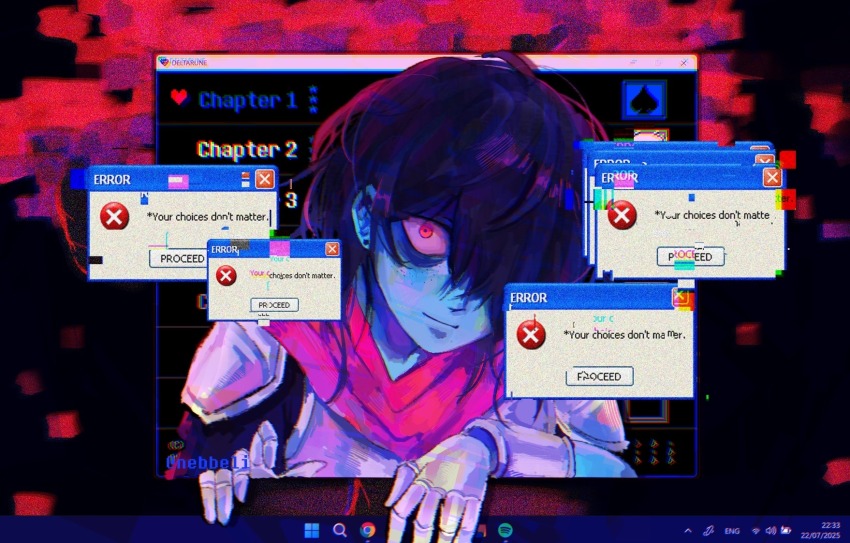 1other, armor, armored_gloves, black_hair, blue_skin, closed_mouth, colored_skin, deltarune