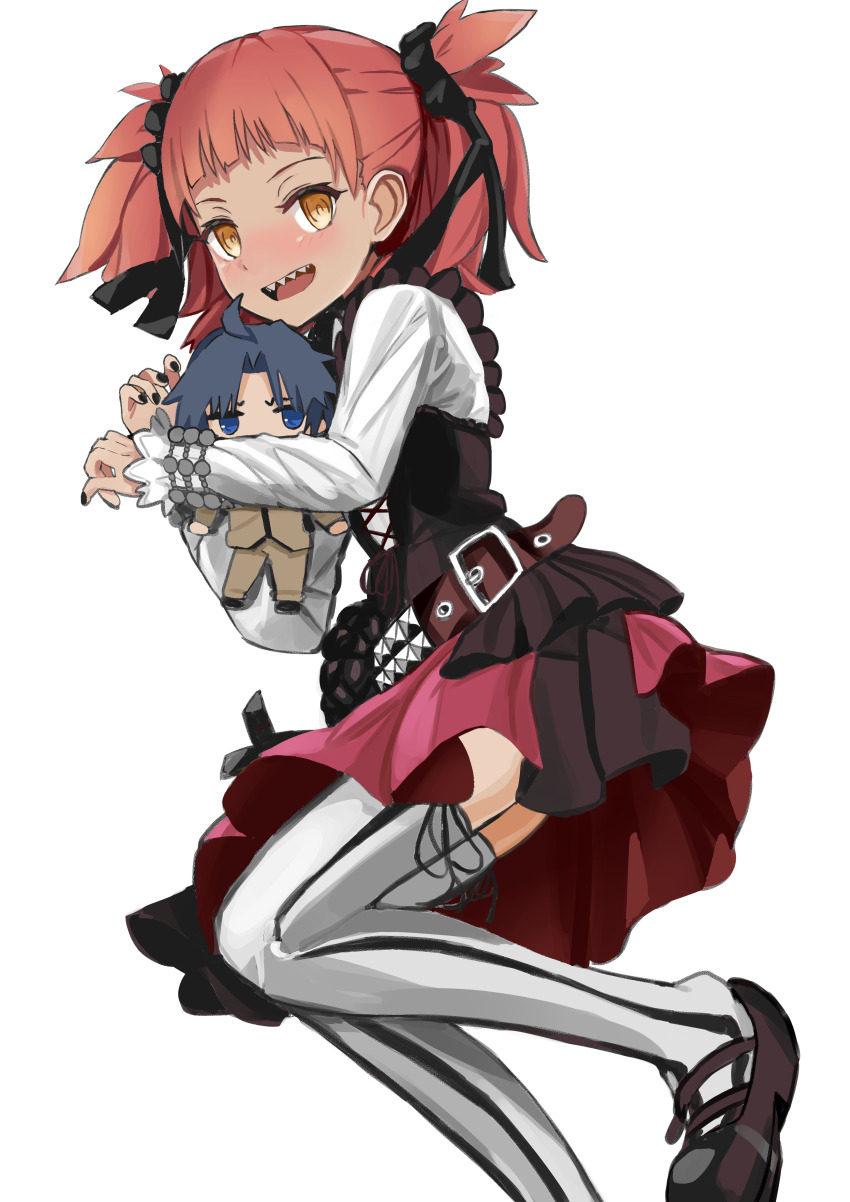 1girl, :d, absurdres, beatrice_flowerchild, belt, black_nails, black_ribbon, character_doll