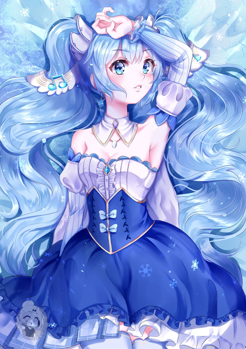 1girl, absurdres, aqua_eyes, aqua_hair, arm_up, armpits, blush, breasts