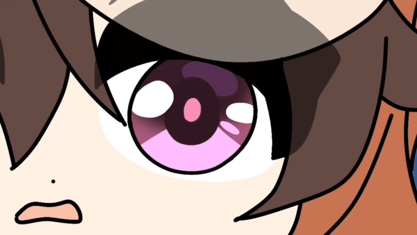 1girl, animal_ears, animated, animated_gif, brown_hair, english_text, horse_ears, horse_girl