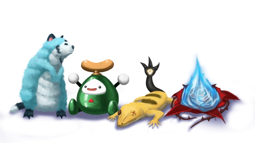 blue_fire, bobby_(elizabeth_rose_bloodflame), chada_ijwtmcs, chattino_(raora_panthera), creature, fire, flower, grem_(gigi_murin)