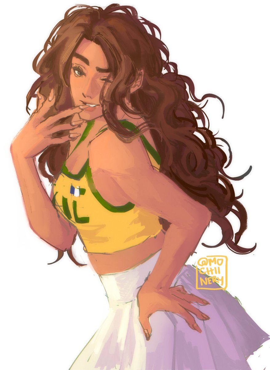 1girl, alien_stage, black_eyes, camisole, clothes_writing, commentary, cosplay, crop_top