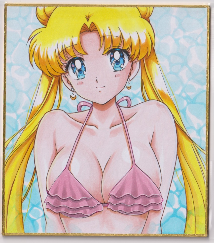 1girl, bikini, bishoujo_senshi_sailor_moon, blonde_hair, blue_eyes, breasts, chikoto_(kztc4472), cleavage