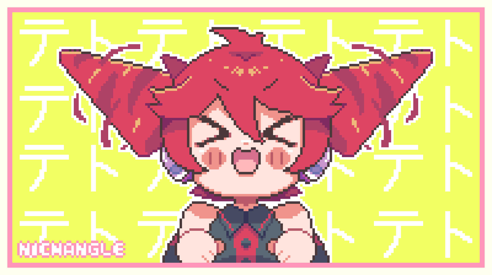 >_<, 1girl, ahoge, artist_name, bare_shoulders, black_shirt, blush_stickers, border